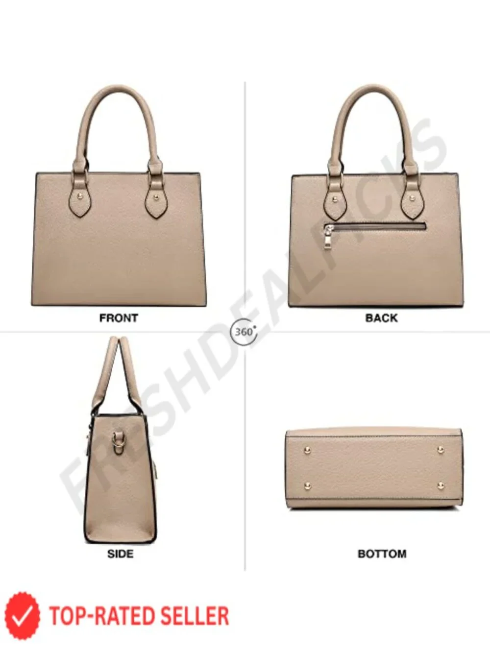 PU Leather Satchel Handbag Crossbody Tote Women's Shoulder Bag with Zipper